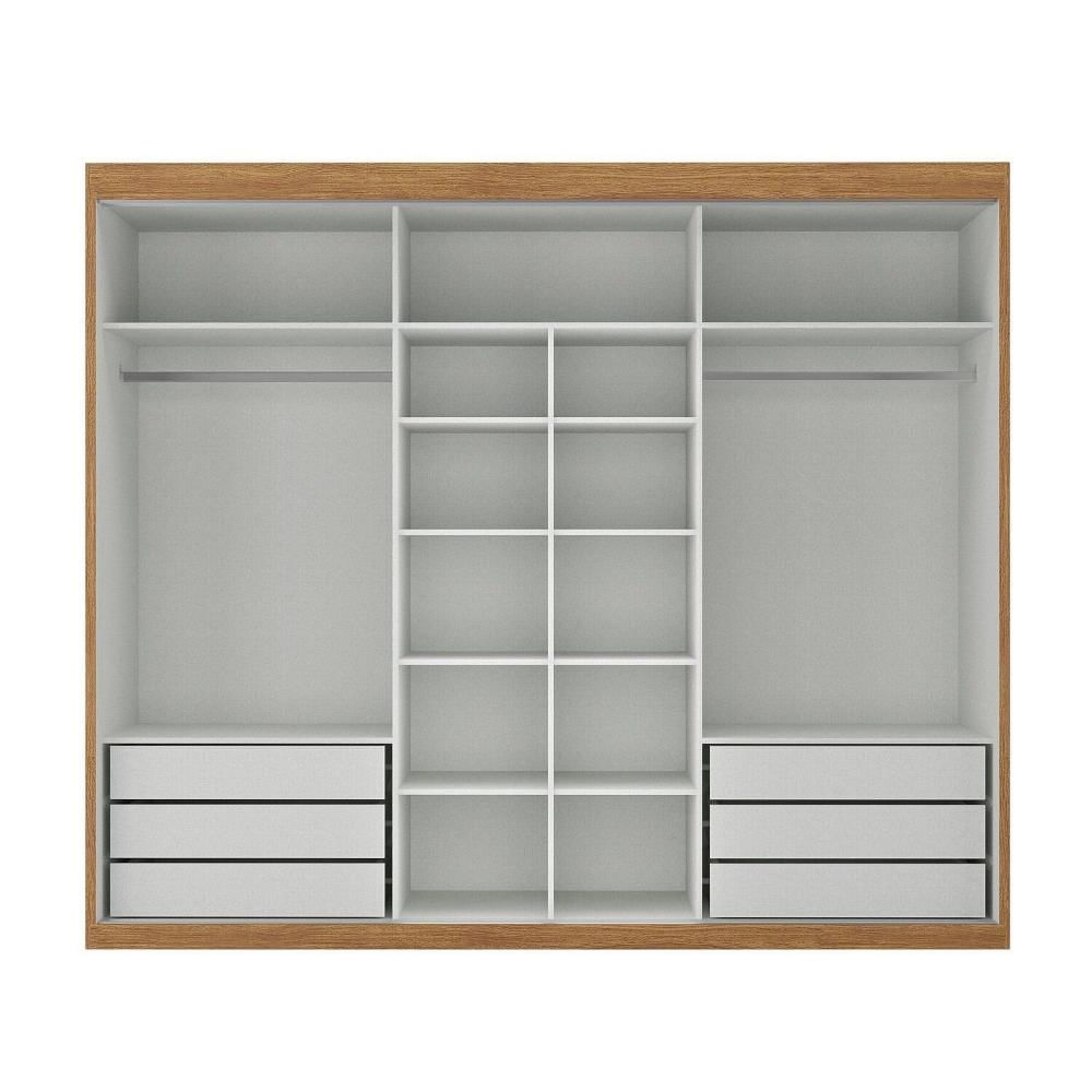 Miniatura Guarda-Roupa Casal 3 Portas de Correr e 6 Gavetas Spazio Cinamomo/ Off White