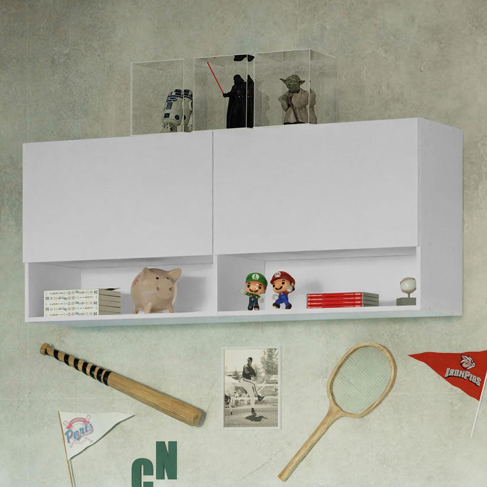 Miniatura Armário Aéreo para Quarto com Nicho e Prateleira 120cm Branco Madesa Branco