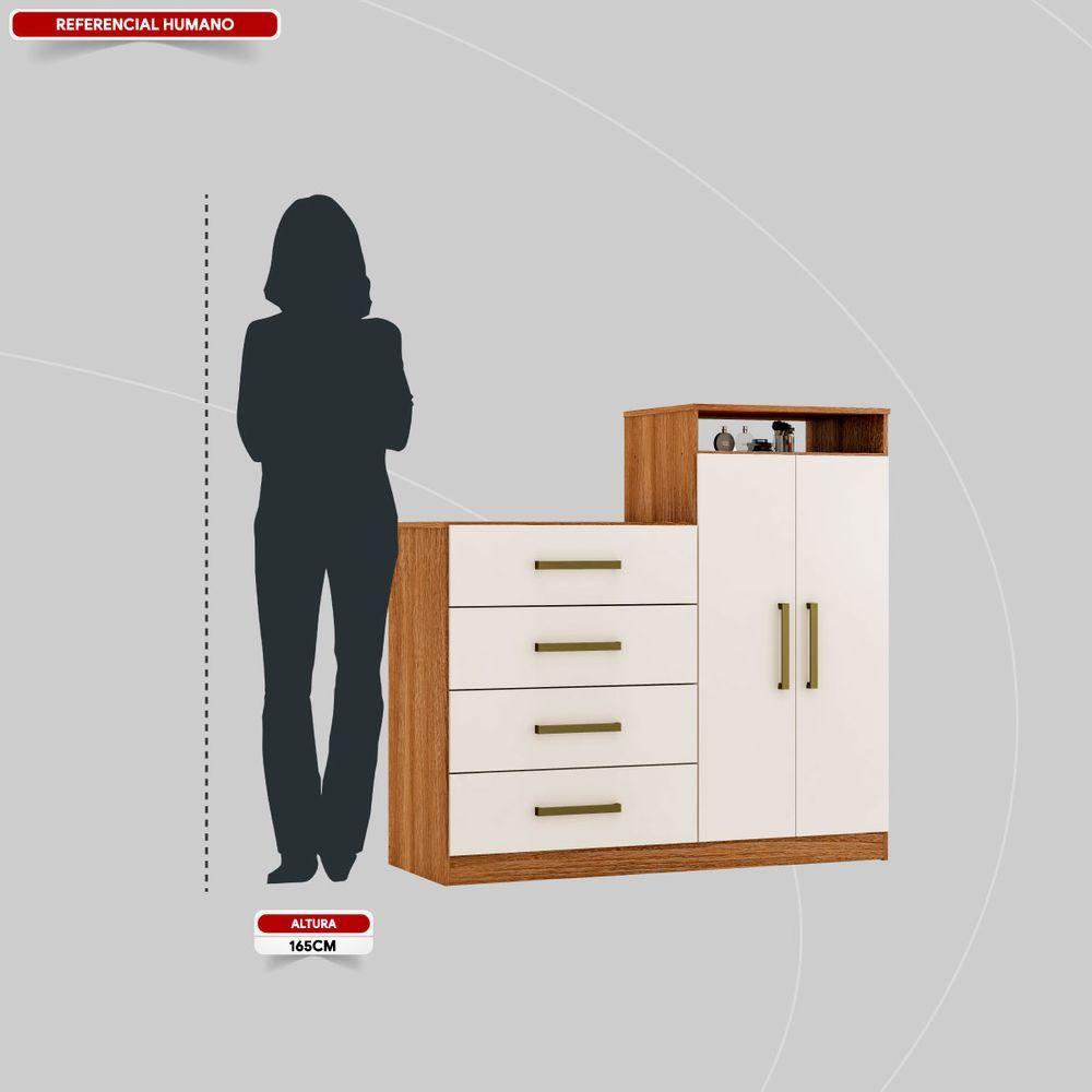 Miniatura Cômoda 2 Portas E 4 Gavetas áurea Com Pés Amendola/off White - Demóbile