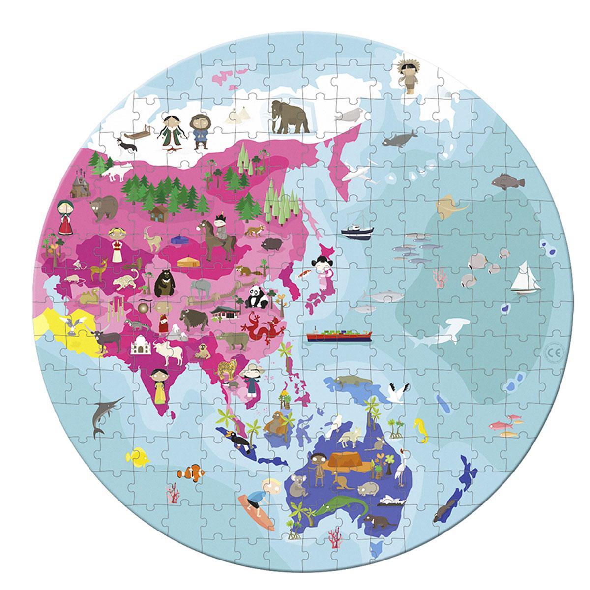 Miniatura Quebra-cabeça Mapa Mundi Dupla Face 208 peças Madeira Janod