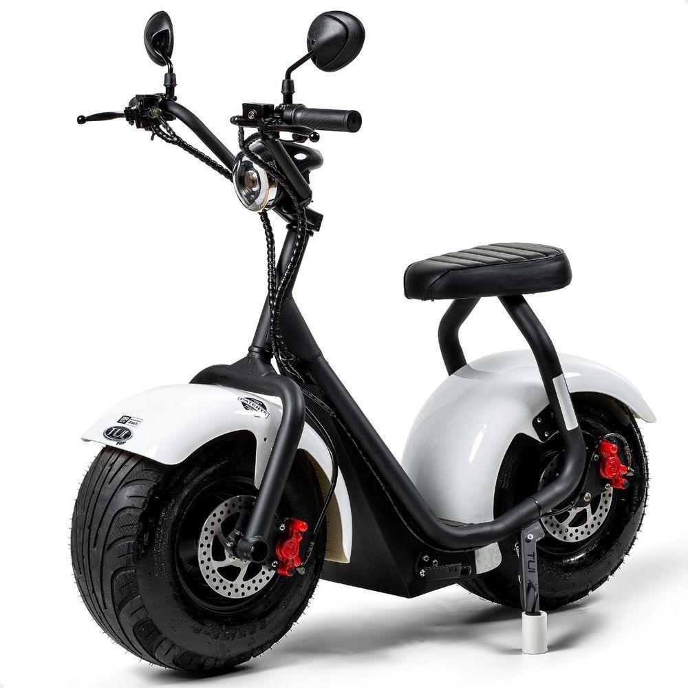 Miniatura Scooter Elétrica 1000w Tui Pop Moto Patinete Sem Cnh Preto-branco