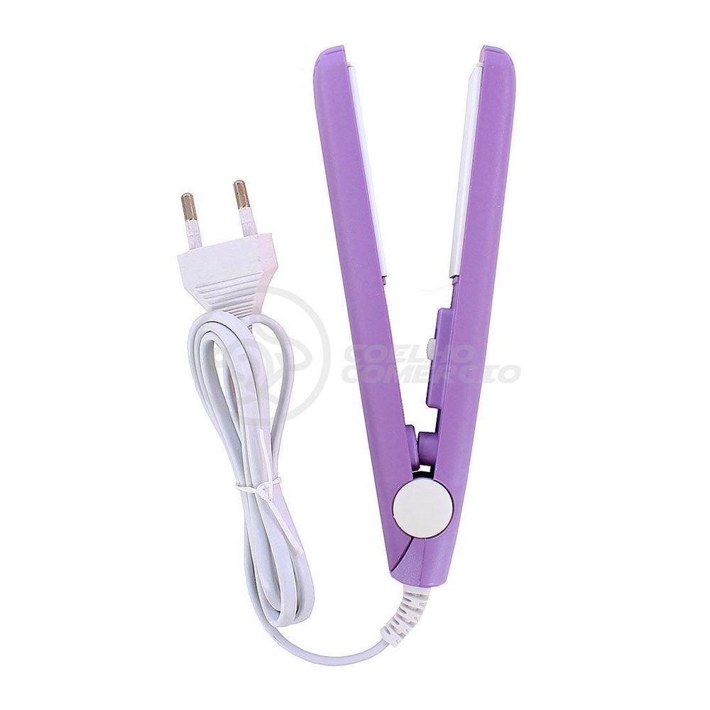 Miniatura Mini Chapinha Prancha Portátil 17Cm Bivolt Profissional Roxo Bivolt