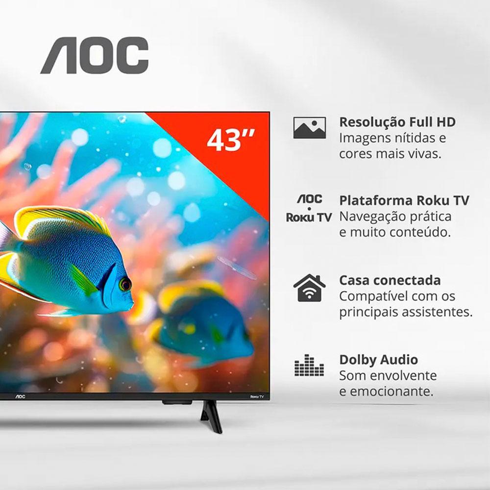 Smart TV 43 Polegadas AOC Roku TV DLED - Série 5155