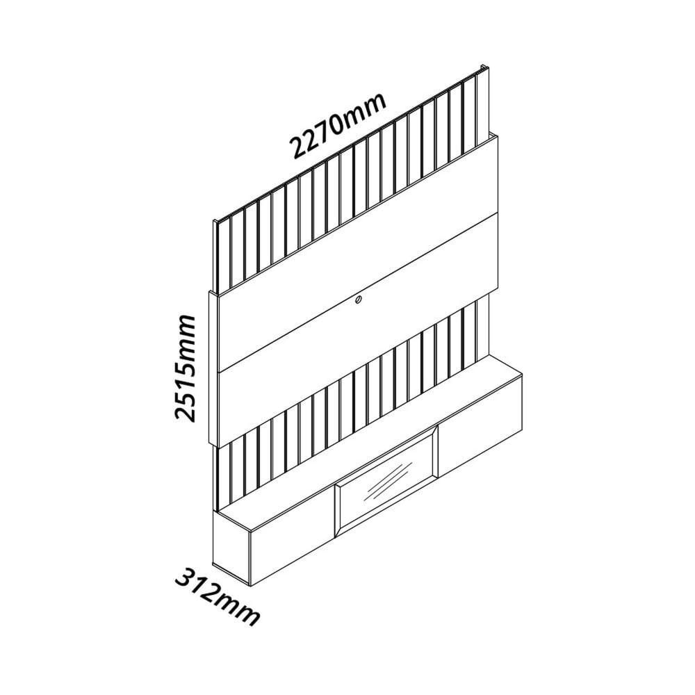 Miniatura Estante Home Para TV até 85 Polegadas com Led 230cm Soberano Reflecta Naturale/Off White