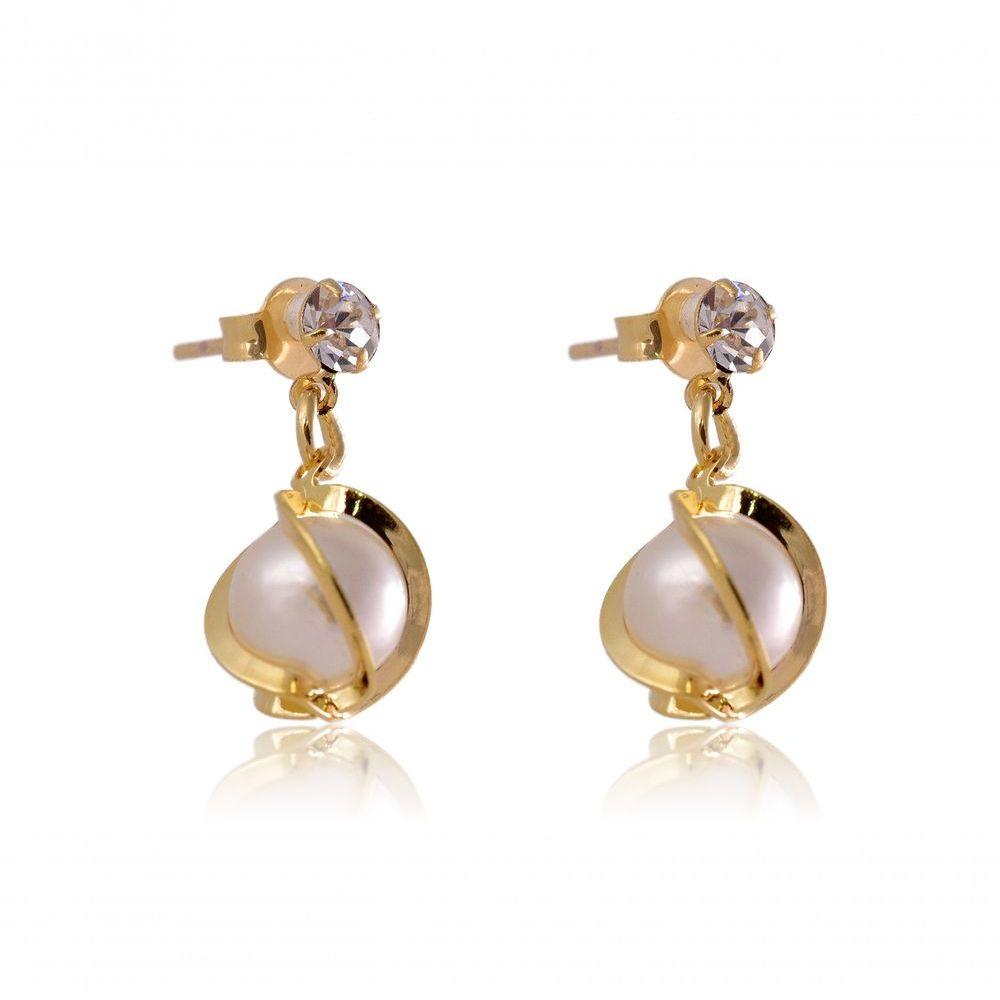 Miniatura Brinco Pequeno Trabalhado Com Zircônia Folheado