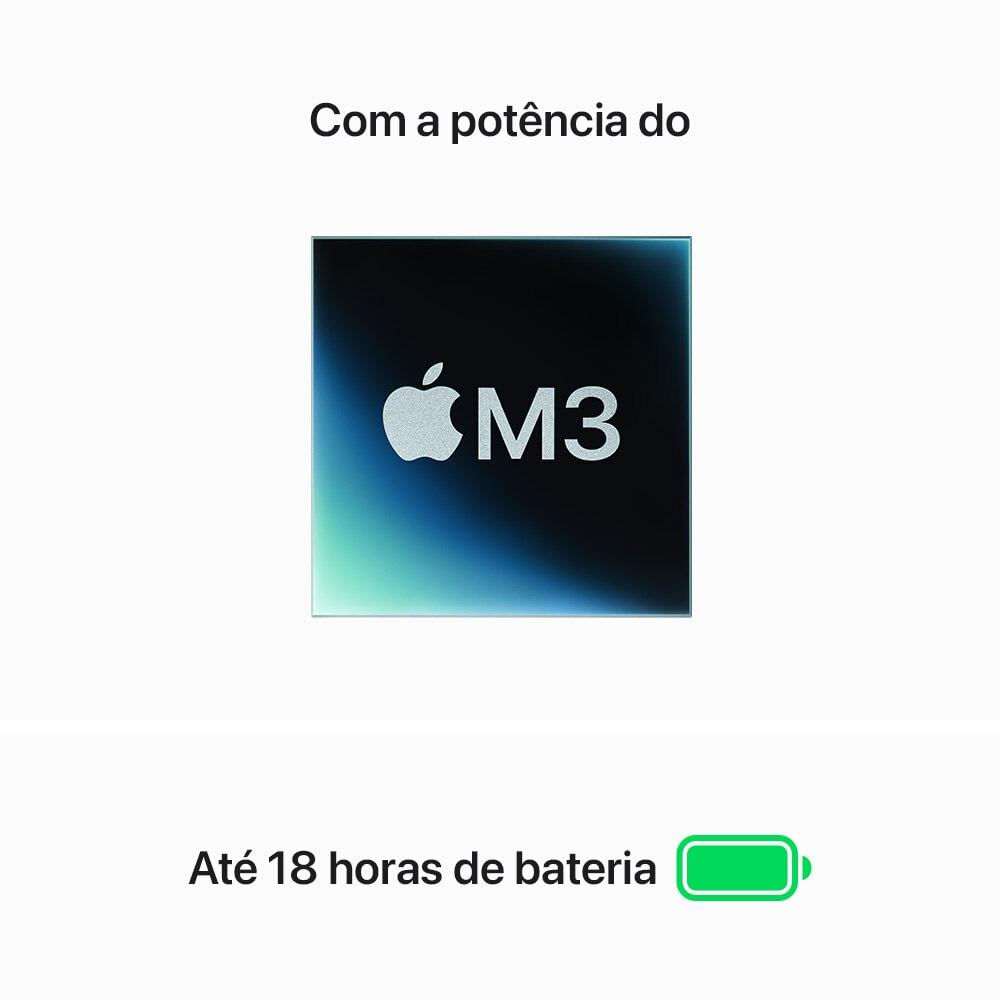 Miniatura Apple MacBook Air 13", M3, CPU de 8 núcleos, GPU de 8 núcleos, 24GB RAM, 512GB SSD - Prateado