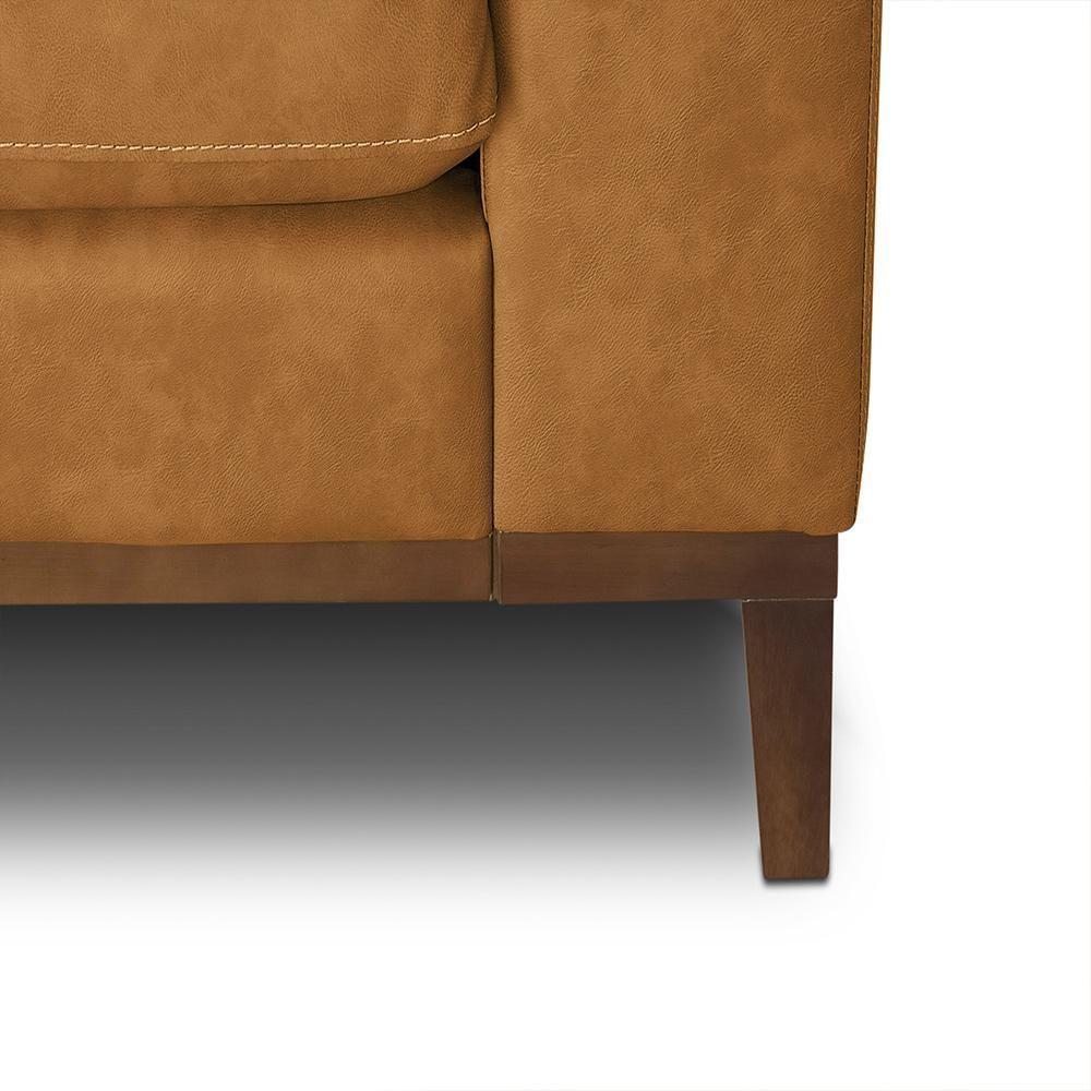 Miniatura Sofá Decorativo Bruno 3 Lugares Sala De Estar 240cm Pés Em Madeira Couro Caramelo Manchado