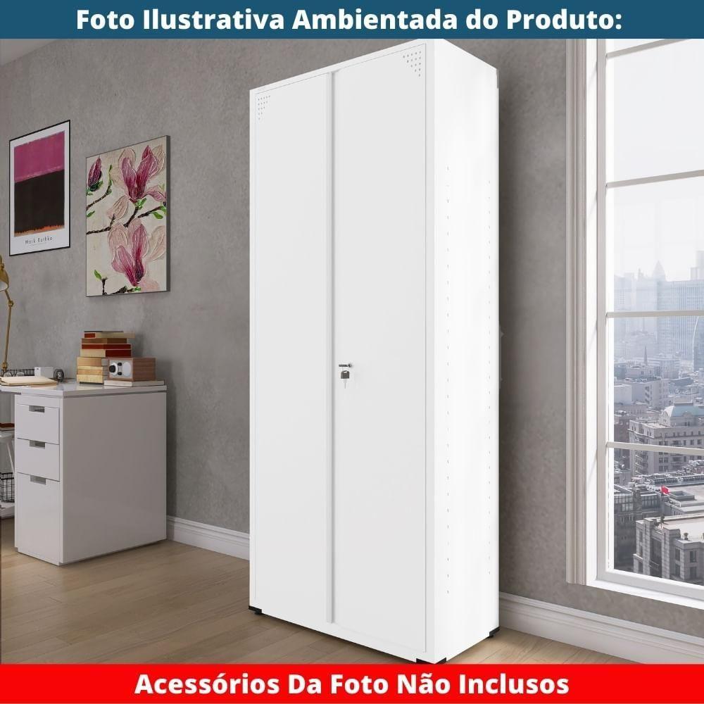 Armário Alto 2 Portas Pandin 90 Cm (largura) Inmetro Estrutura E Portas Aço Branco C- Chave