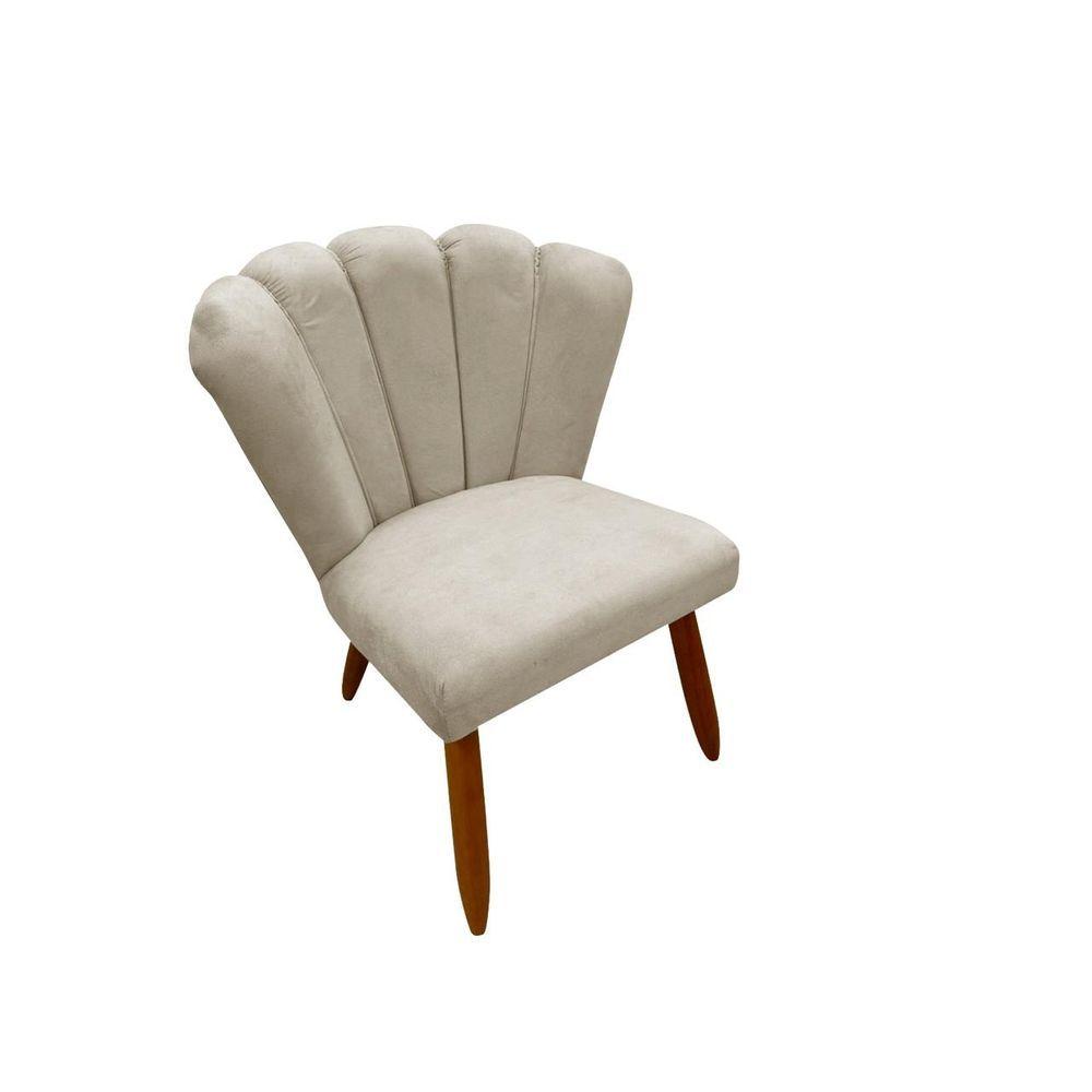 Miniatura Poltrona Cadeira Pétala Penteadeira Dritex suede Bege