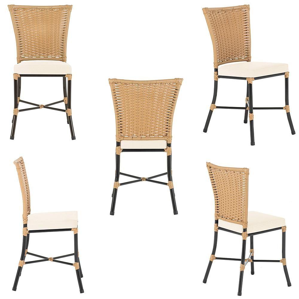 Miniatura Cadeira De Jantar Reforçada Em Alumínio E Fibra Estofado Impermeavel 4Unds Capuccinoráfia A01