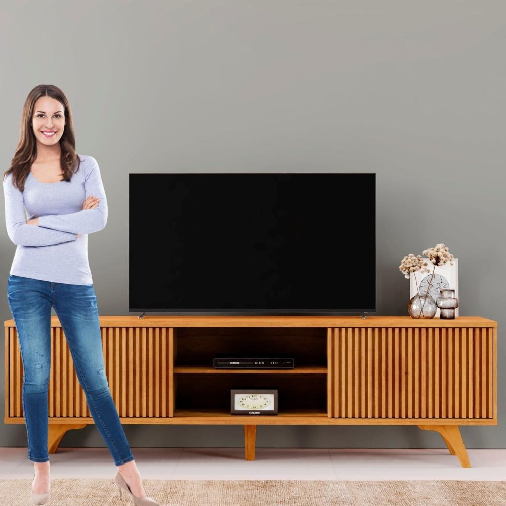 Miniatura Rack para Tv até 75 Polegadas 2 Portas de Correr 180cm Gaia Naturalle