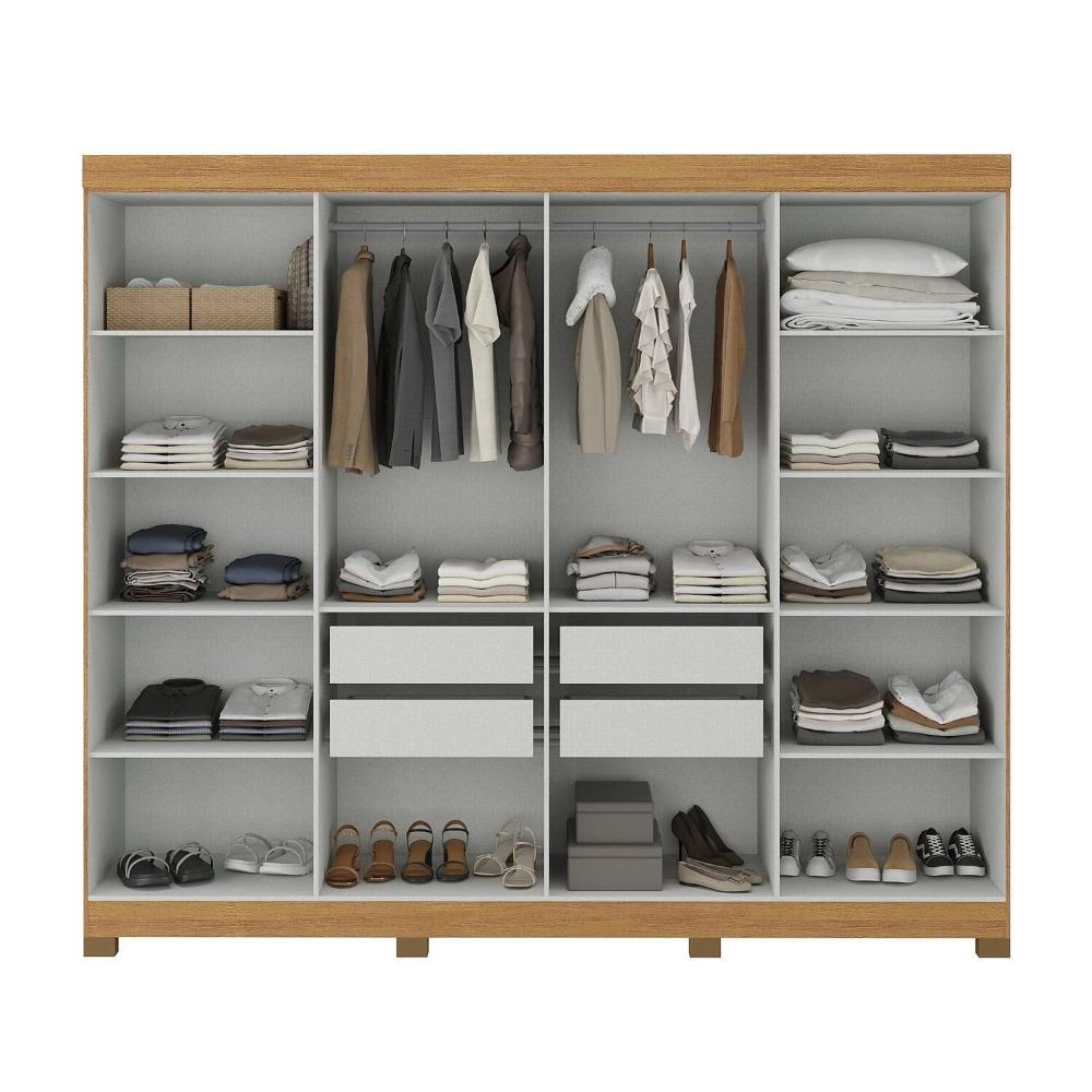 Guarda Roupa Casal 8 Portas com Pés Paris Guarda-roupa Paris 8 Portas Mdp com Pés Cinanomo/Off White