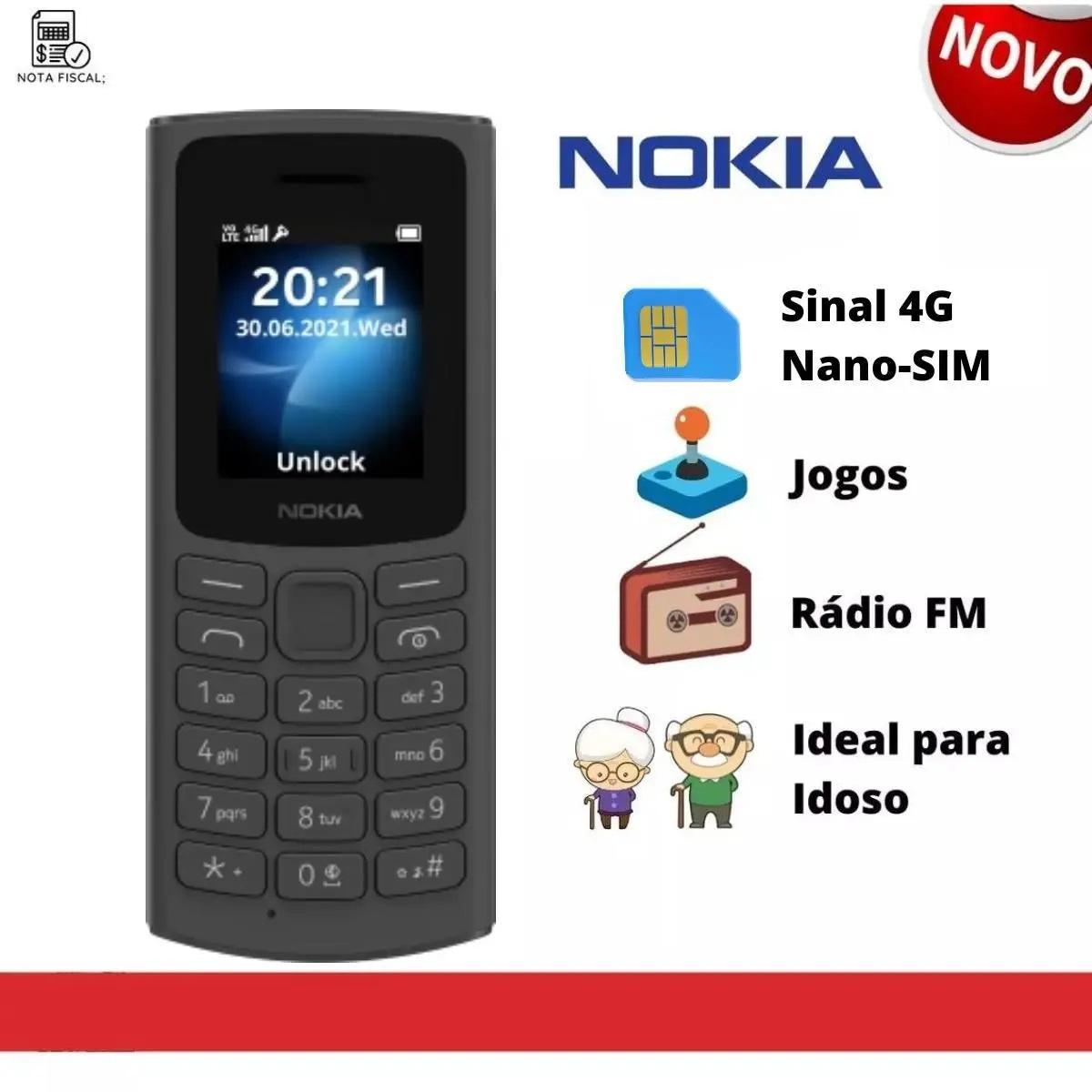Miniatura Celular Nokia 105 4G Dual Chip Idoso Câmera Mp3 Tela 1.8