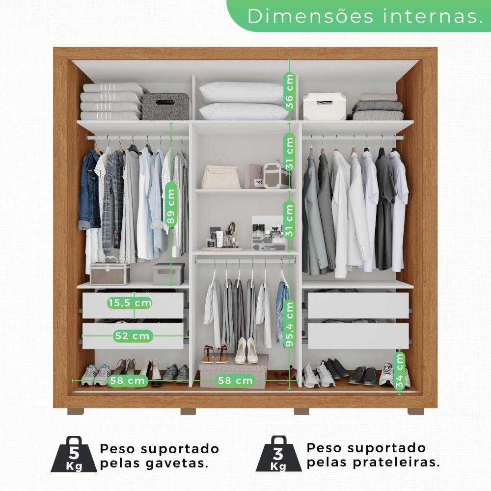 Guarda Roupa Casal 3 Portas 4 Gavetas Costa Rica Cinamomo