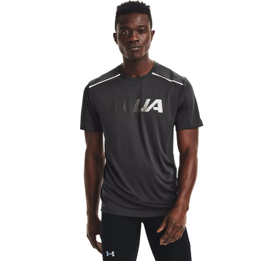 Miniatura Camiseta de Corrida Masculina Under Armour Graphic Print FILL 3GG Cinza