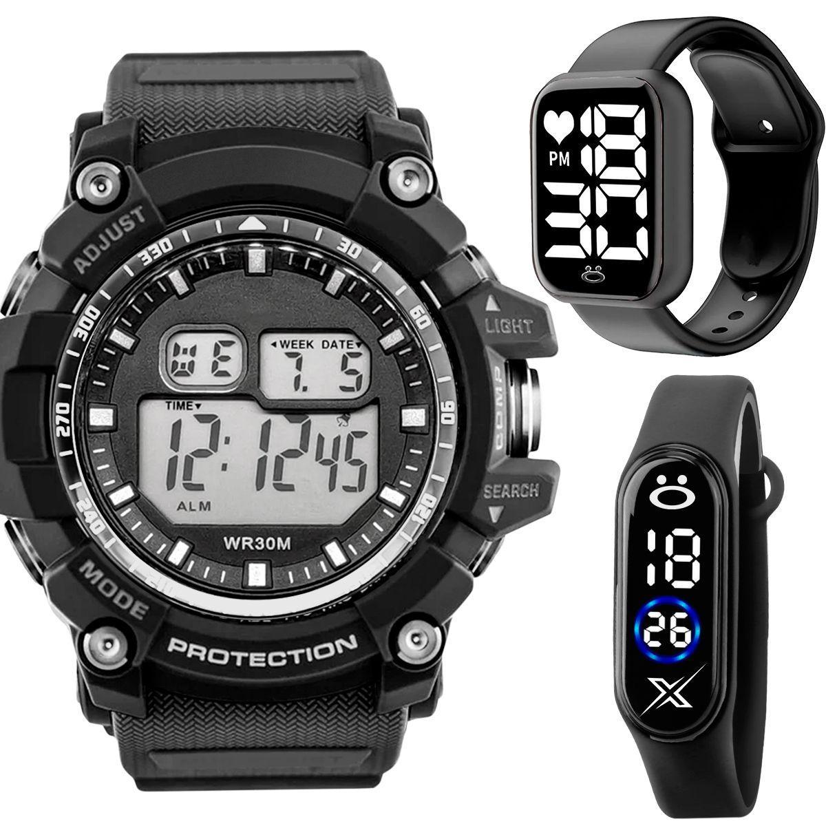 Miniatura Relógio Masculino Digital Prova Dagua + Relogio Bracelete