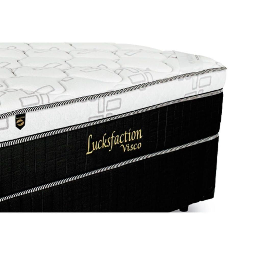 Miniatura Cama Box Queen: Colchão Molas Ensacadas Luckspuma Lucksfaction Viscoelástico + Base Brown(158X198)