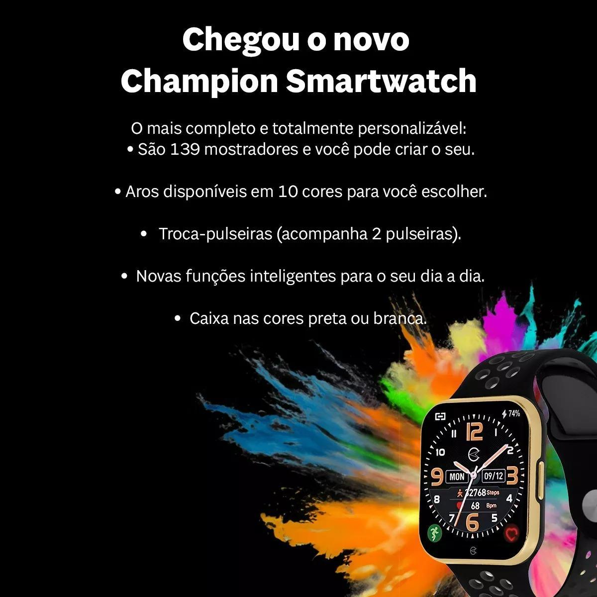 Relogio Champion Smart C033 Prova D Agua + Pulseira Extra