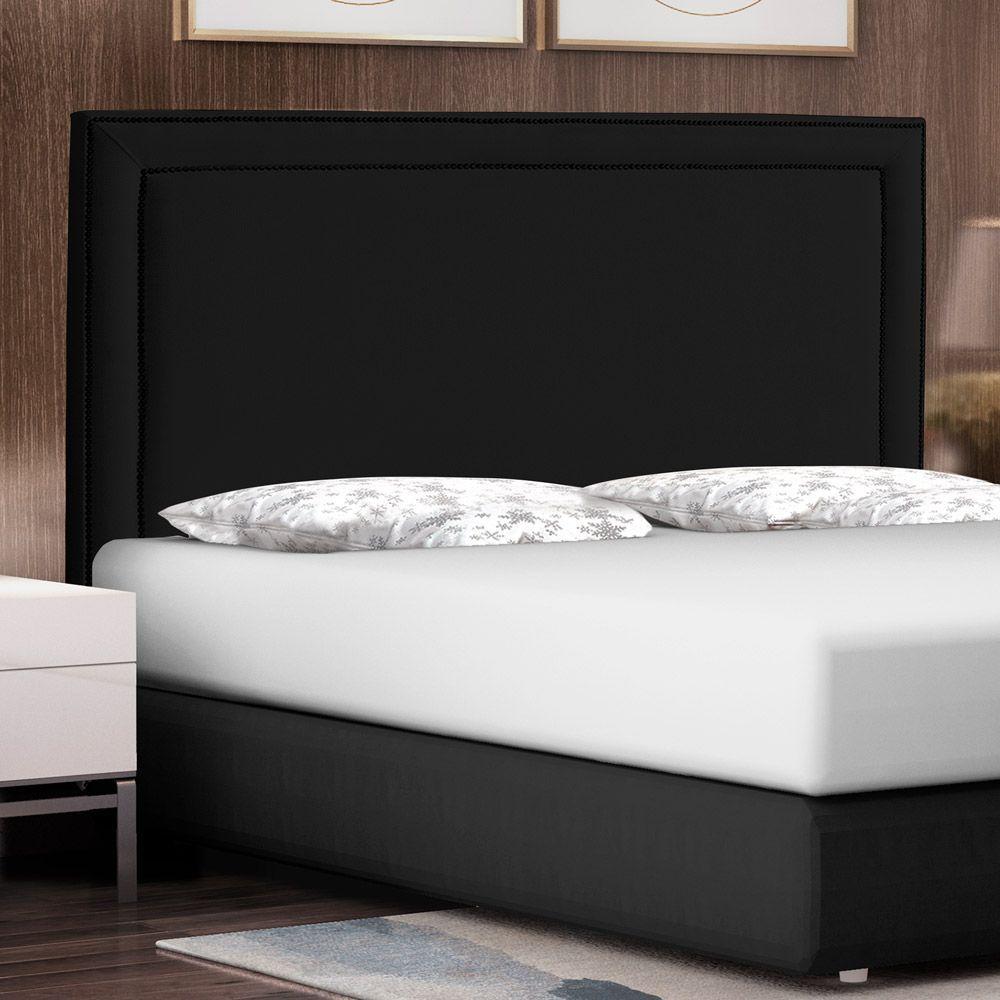 Cabeceira Cama Box Casal Maísa 140Cm Com Frame Suede Preto