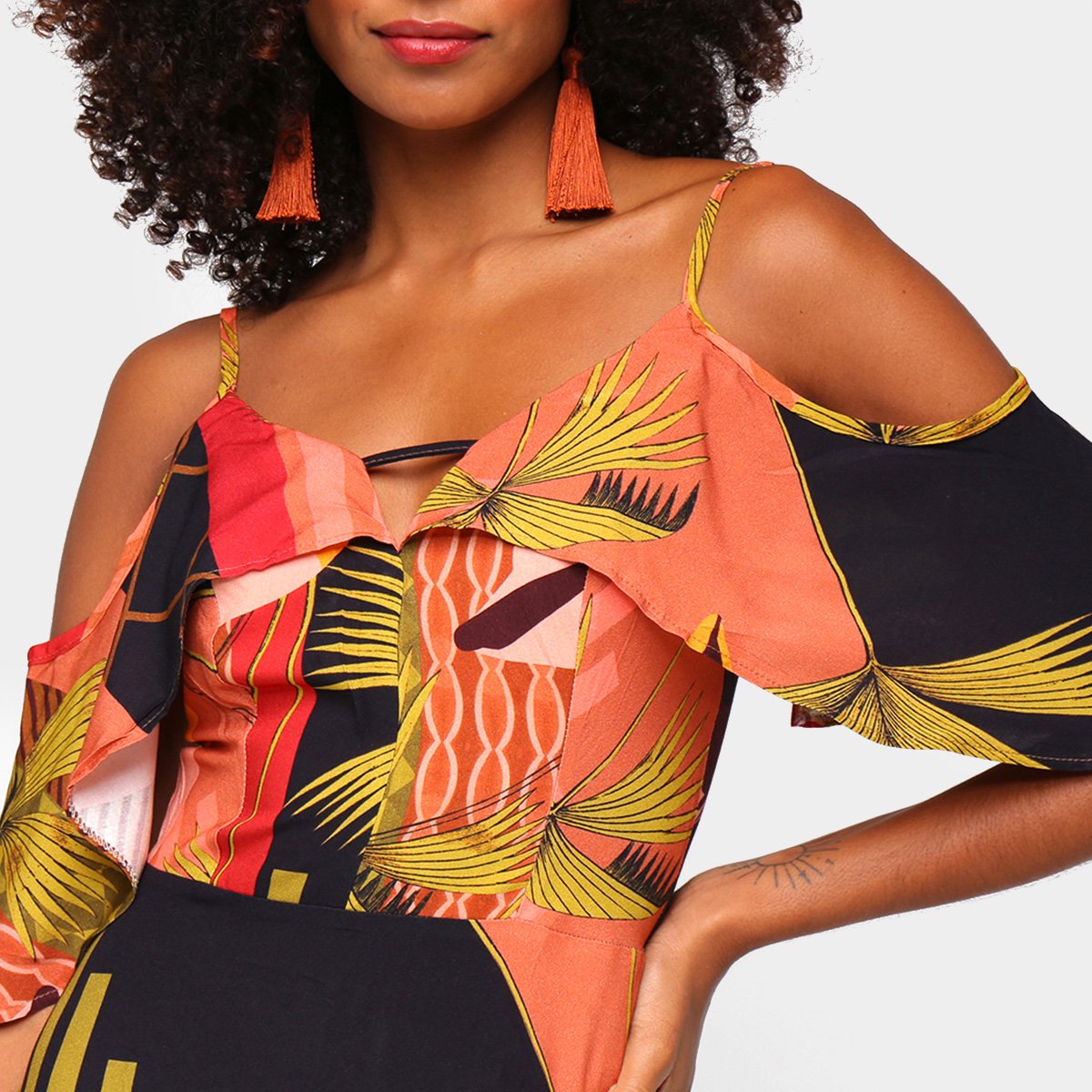 Miniatura Vestido Mercatto Evasê Midi Chinfrado Preto - EP