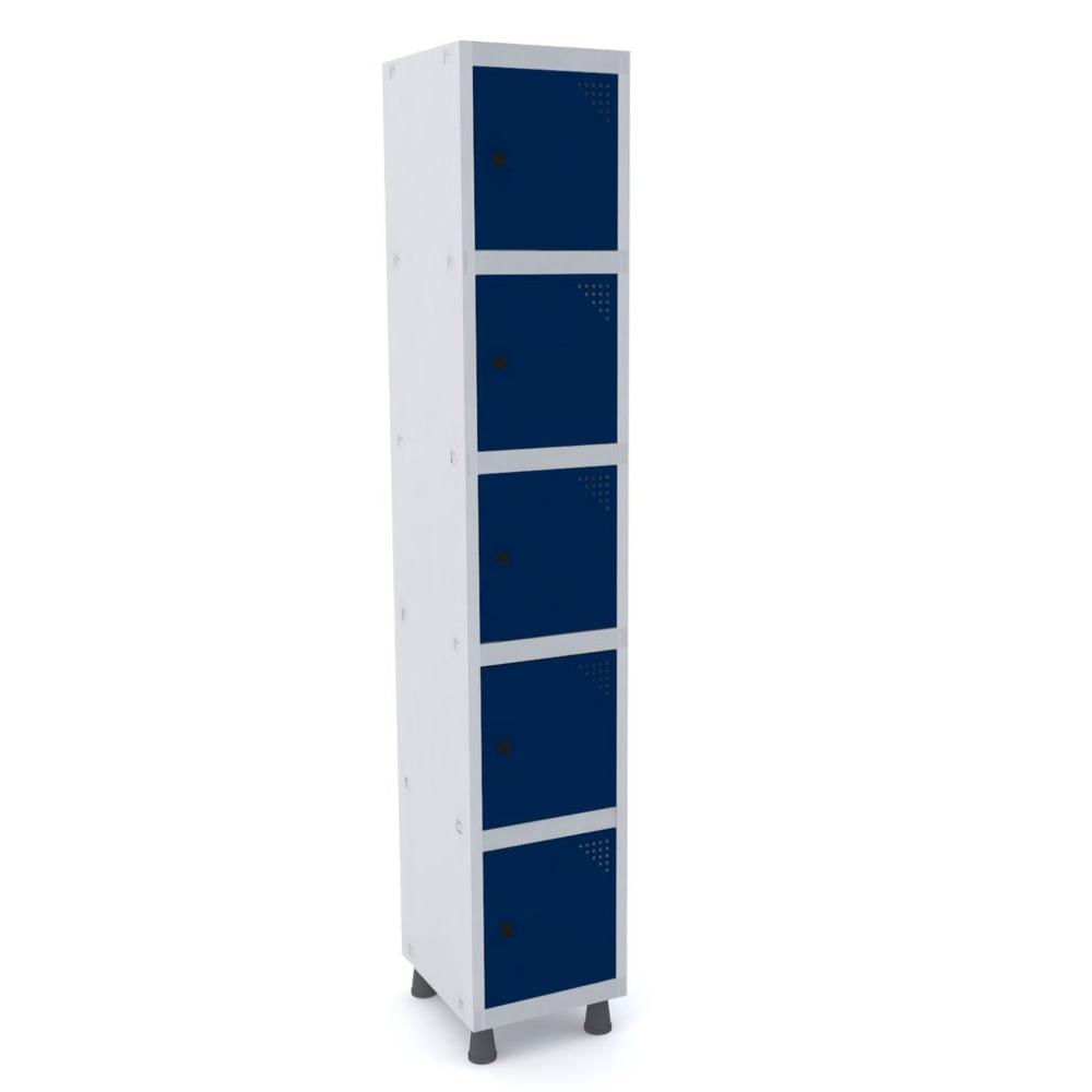 Miniatura Armário Roupeiro 5 Portas Aço GRP 501/5 Pandin Móveis Cinza/Azul Del Rey