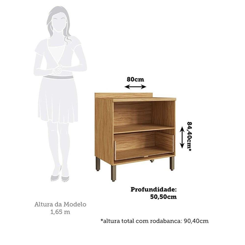 Miniatura Balcão 80cm 1 Porta 1 Gaveta 100% Mdf Espresso Móveis Estônia Amêndoa/Off White