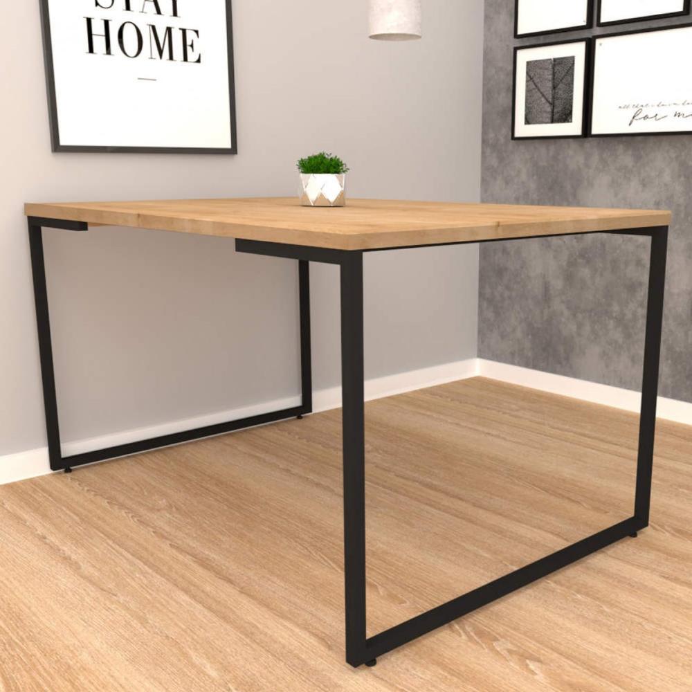 Miniatura Mesa de Jantar Industrial 6 Lugares Porto Espresso Móveis Natura/Preto Mesa de Jantar Tampo em BP de 30mm Porto Espresso Móveis Natura/Preto