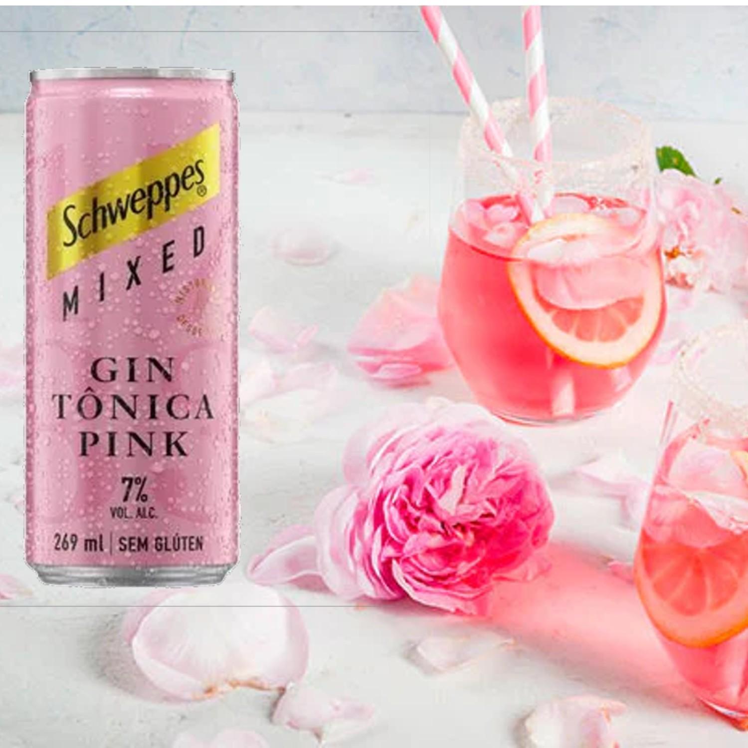 Miniatura Gin Tônica Pink Schweppes Lata 269Ml