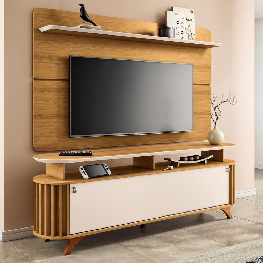 Miniatura Painel De Tv 70 Pol Hera E Bancada Elva H01 Off-cinamomo - Mpozenato