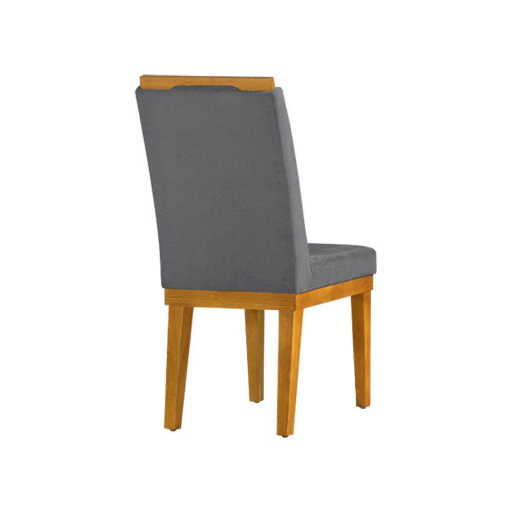 Miniatura Kit 2 Cadeiras De Jantar Desmontável Estofadas Base E Pés Em Madeira Maciça Isabel 45cm X 100cm Sued - Cor: Cinza