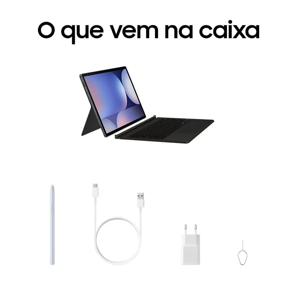 Miniatura Tablet Samsung Galaxy Tab S10+ 512GB WiFi - Cinza, com Caneta S Pen e Capa Teclado, RAM 12GB, Tela 12.4"