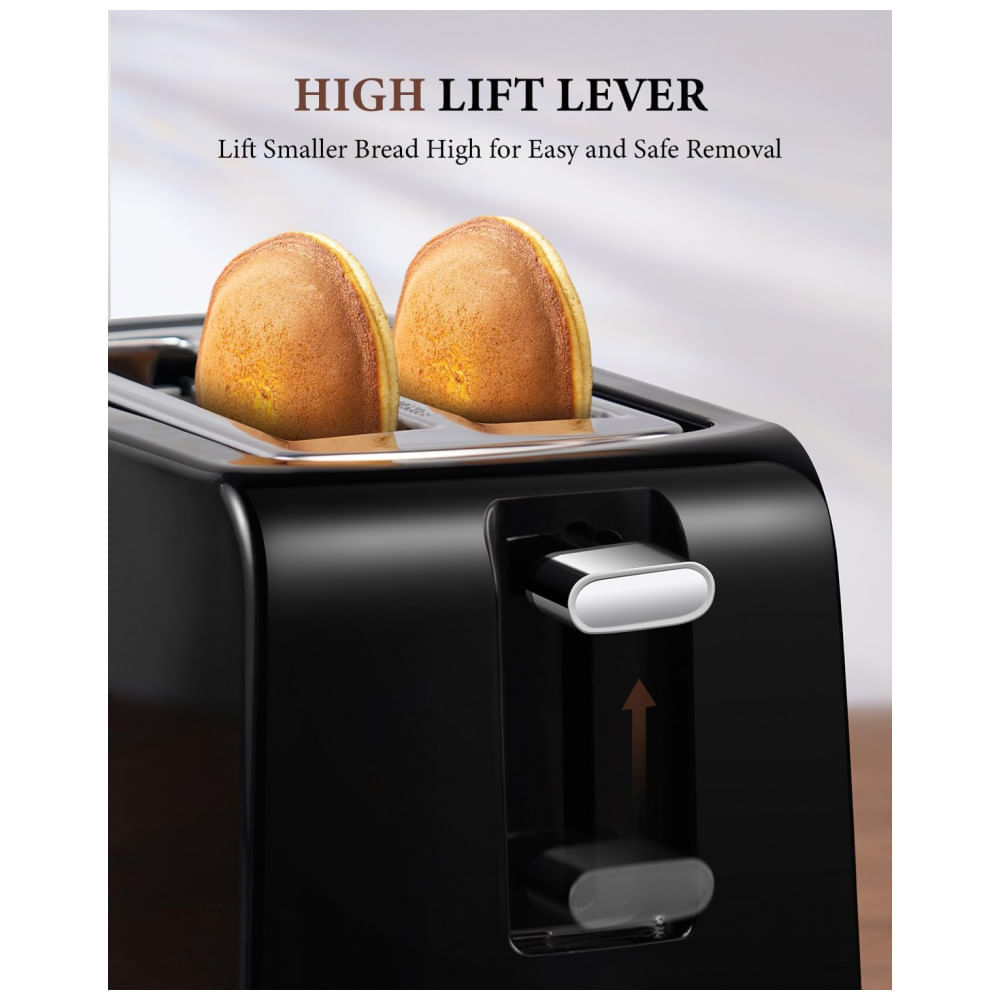 Miniatura Torradeira Elétrica 2 Fatias com Grade para Reaquecimento, 6 Configurações de Tostagem e Bandeja de Migalhas Re...