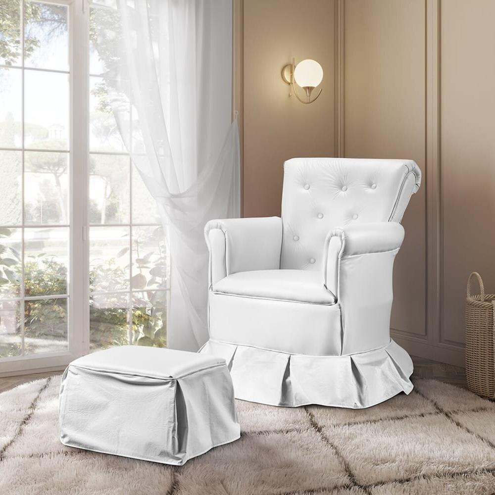 Miniatura Poltrona de Amamentação Nana com Balanço e Puff Branco