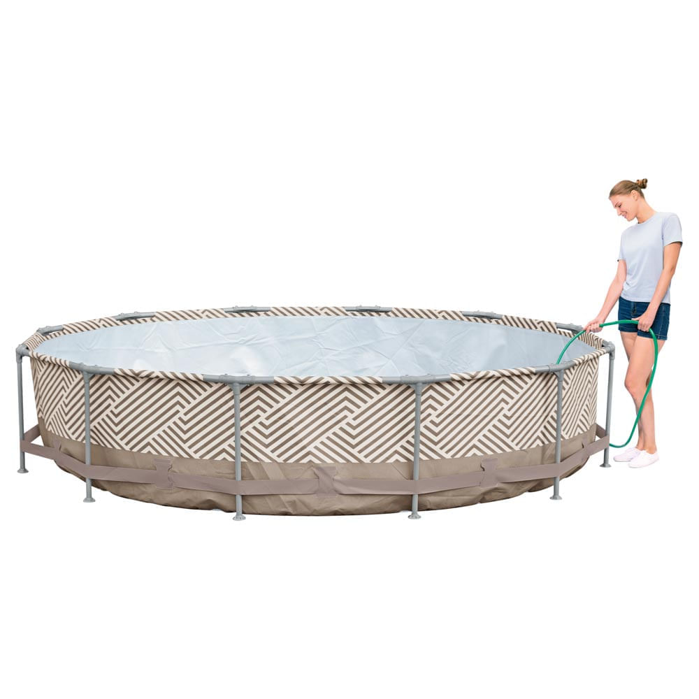 Miniatura Piscina Redonda Estrutural PVC 7200 Litros 3.66 x 3.66m Mor