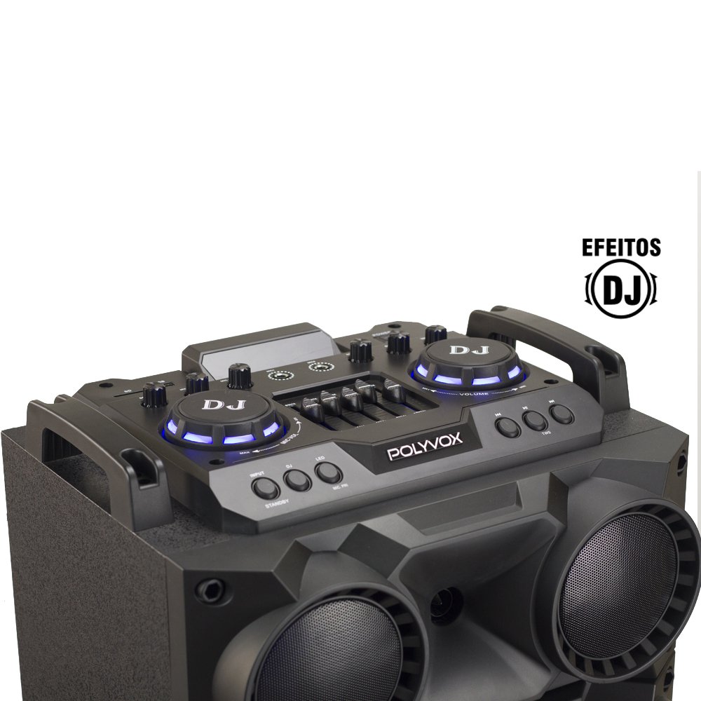 Miniatura Caixa de Som Bluetooth Torre TWS Polyvox XT1200 com Controle Remoto e Mesa Equalizadora