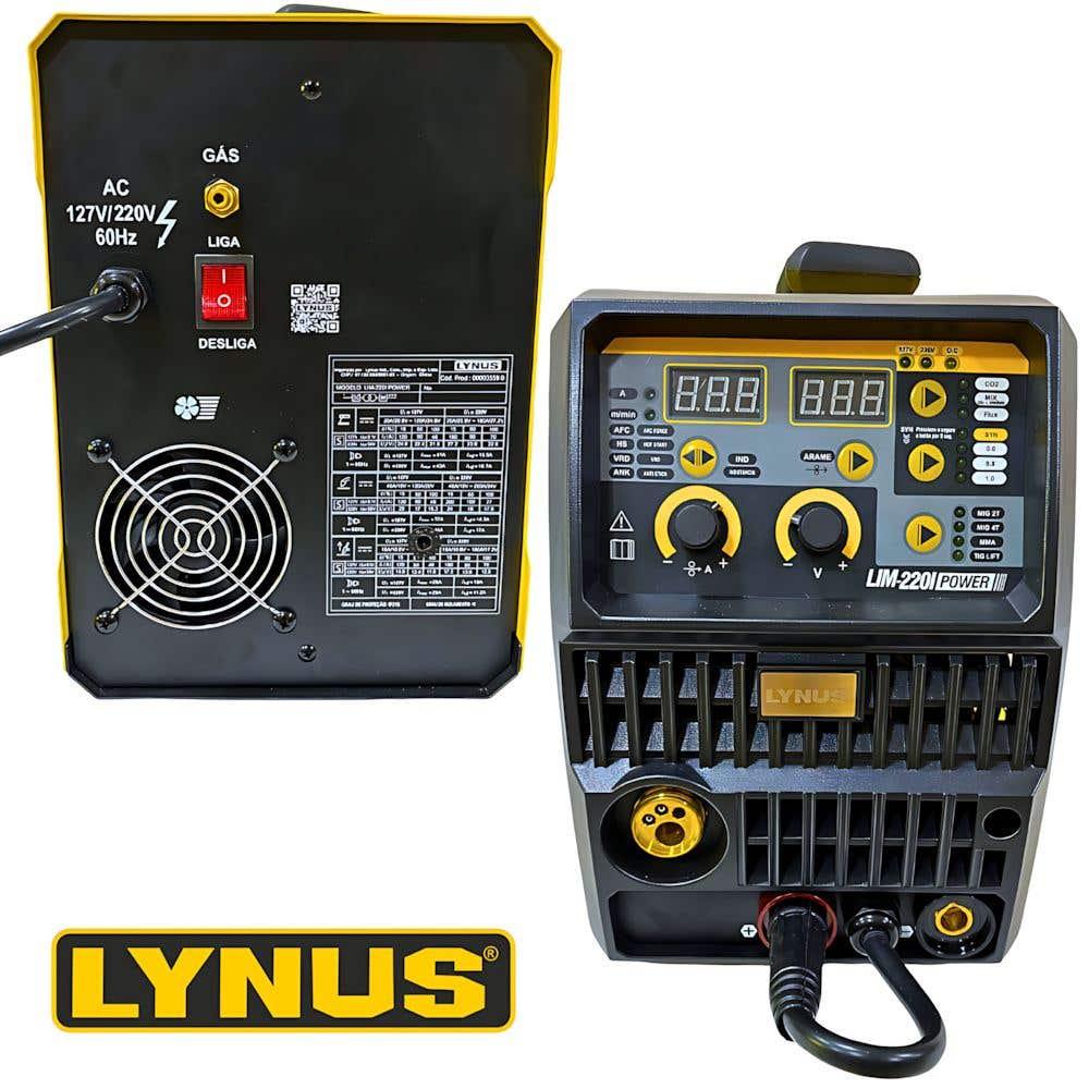 Miniatura Solda Multiprocessos Mig/Tig/Eletrodo Bivolt LIM-220I LYNUS Bivolt