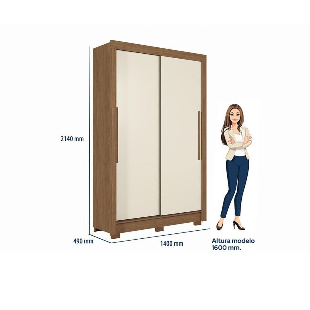 Miniatura Guarda-roupa 2 Portas Correr 2 Gavetas Lapa Jabotá/Areia