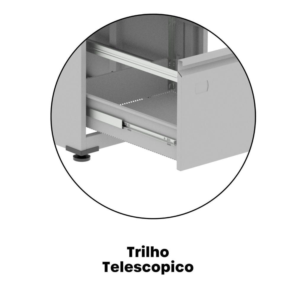 Gaveteiro Arquivo em Aço 4 Gavetas com Trilho Telescopico Of04sltcm Cinza
