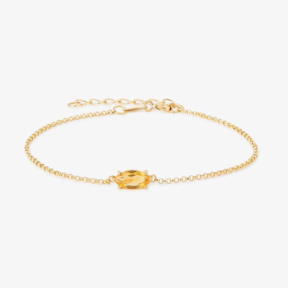 Miniatura Pulseira com Citrino em Ouro Amarelo 18k