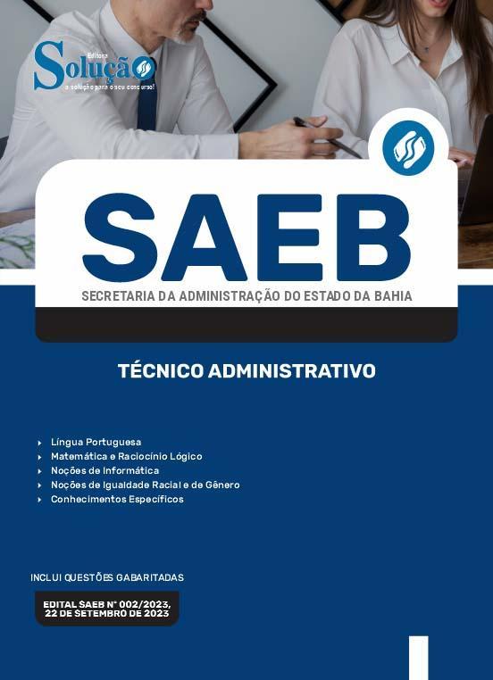 Miniatura Apostila Saeb Ba - Técnico Administrativo - Administrativo