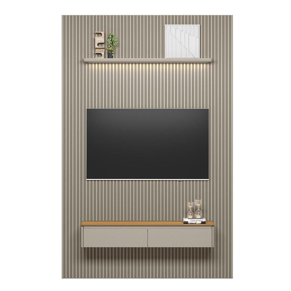 Miniatura Painel para Tv 75 Polegadas com Led Ripado Modular Tauari / Gris Fosco