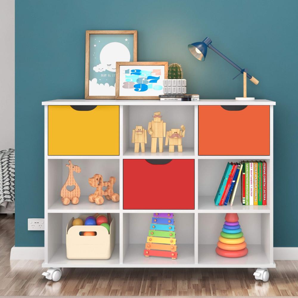 Miniatura Nicho Organizador com 3 Gavetas Qmovi Branco/Colorido