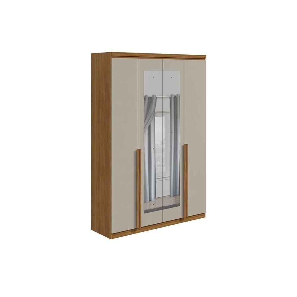 Guarda Roupa 4 Portas E 2 Gavetas C- Espelho Alonzo New Branco - Lopas