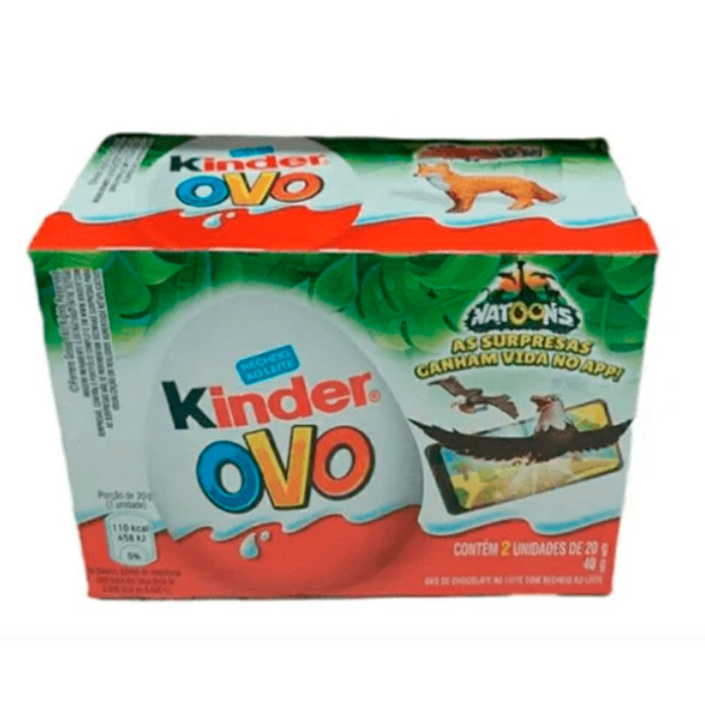 Miniatura Chocolate Kinder Ovo Natoons com 2 Unidades 20g Cada