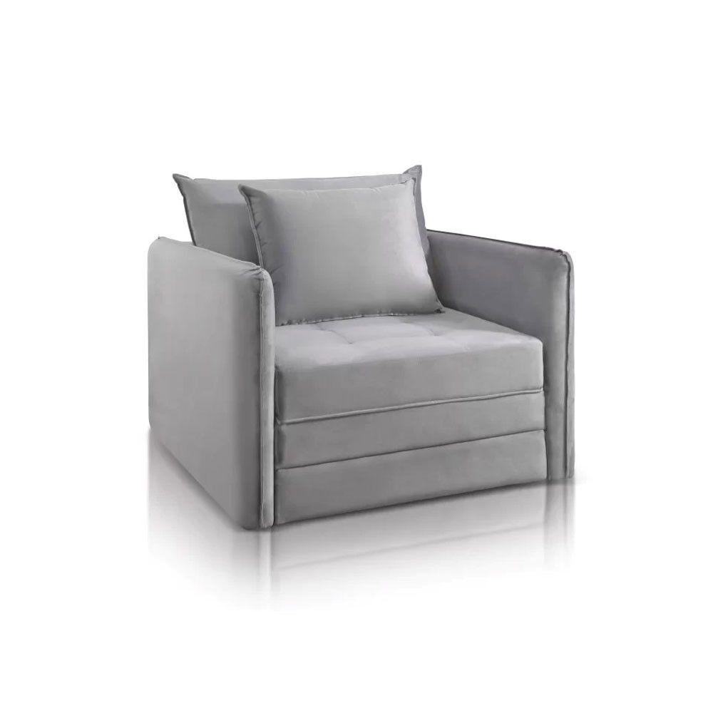 Miniatura Sofá Cama Noronha Solteiro Dobrável Com Colchão Jc Estofados Cinza