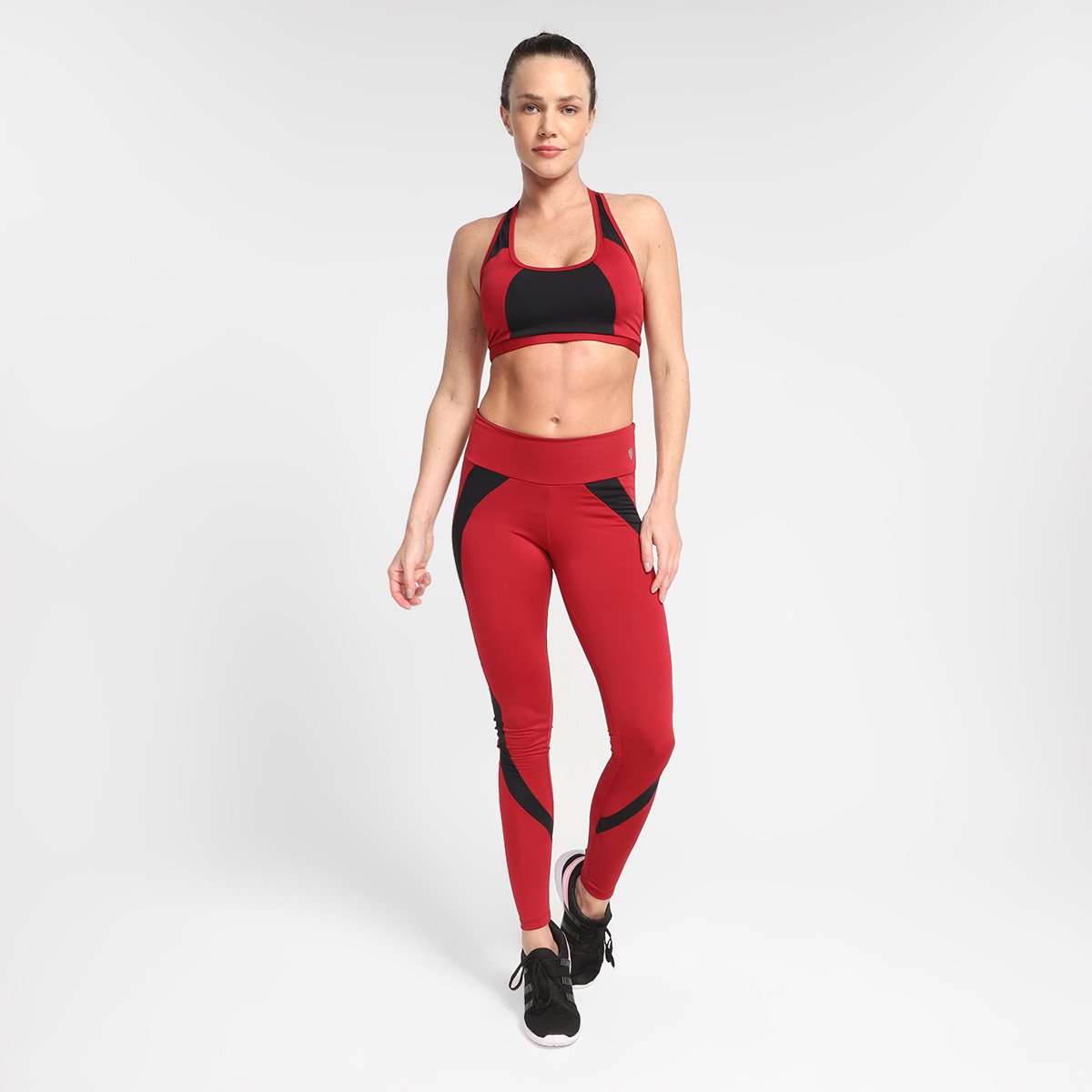 Miniatura Calça Legging Gonew Split Feminina Vinho+Preto - G