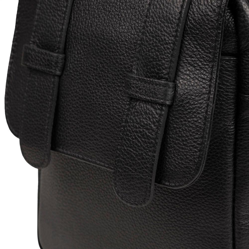 Miniatura Shoulder Bag Masculina de Couro Leme Preta Preto