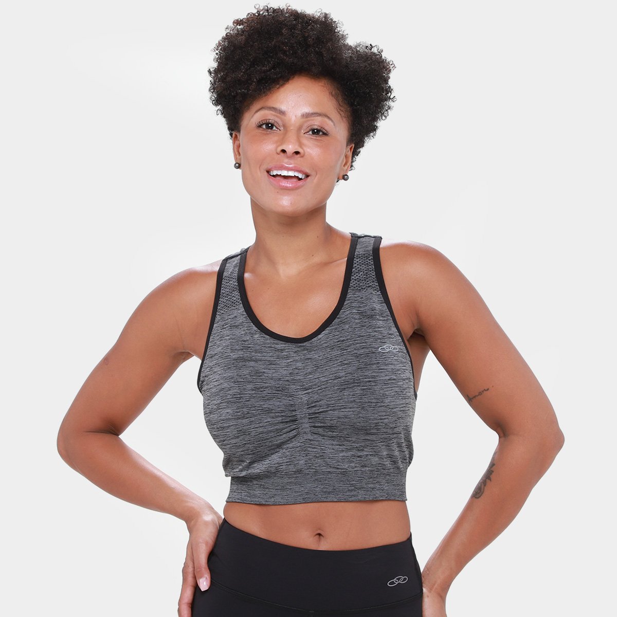 Miniatura Top Com Bojo Olympikus Knit Média Sustentação Mescla - M