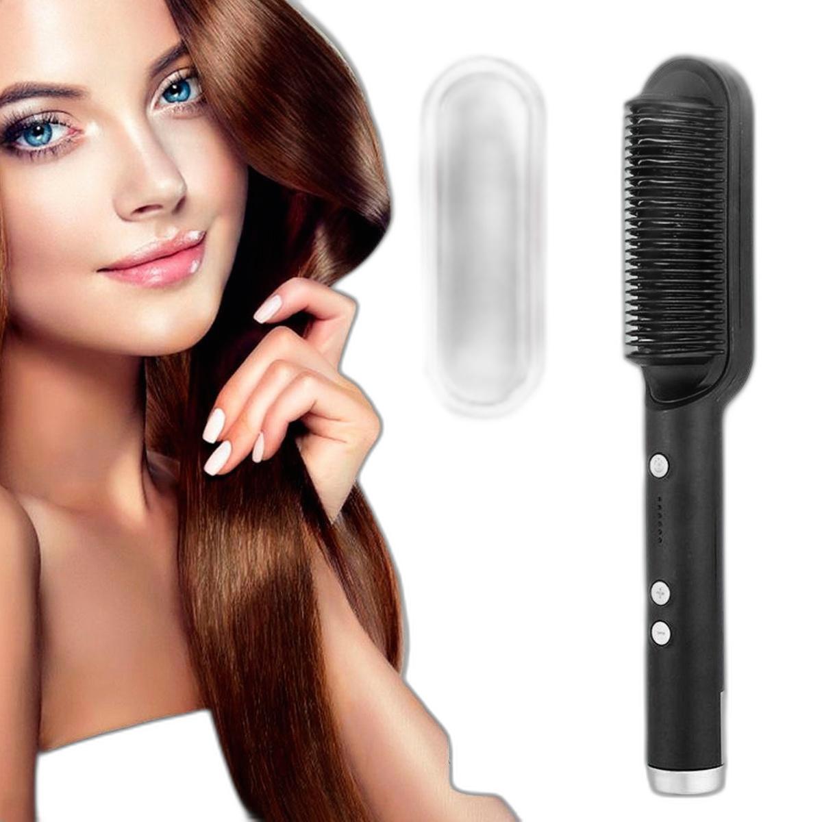 Escova 3 Em 1 Secadora Profissional Cabelo Liso 110/220V