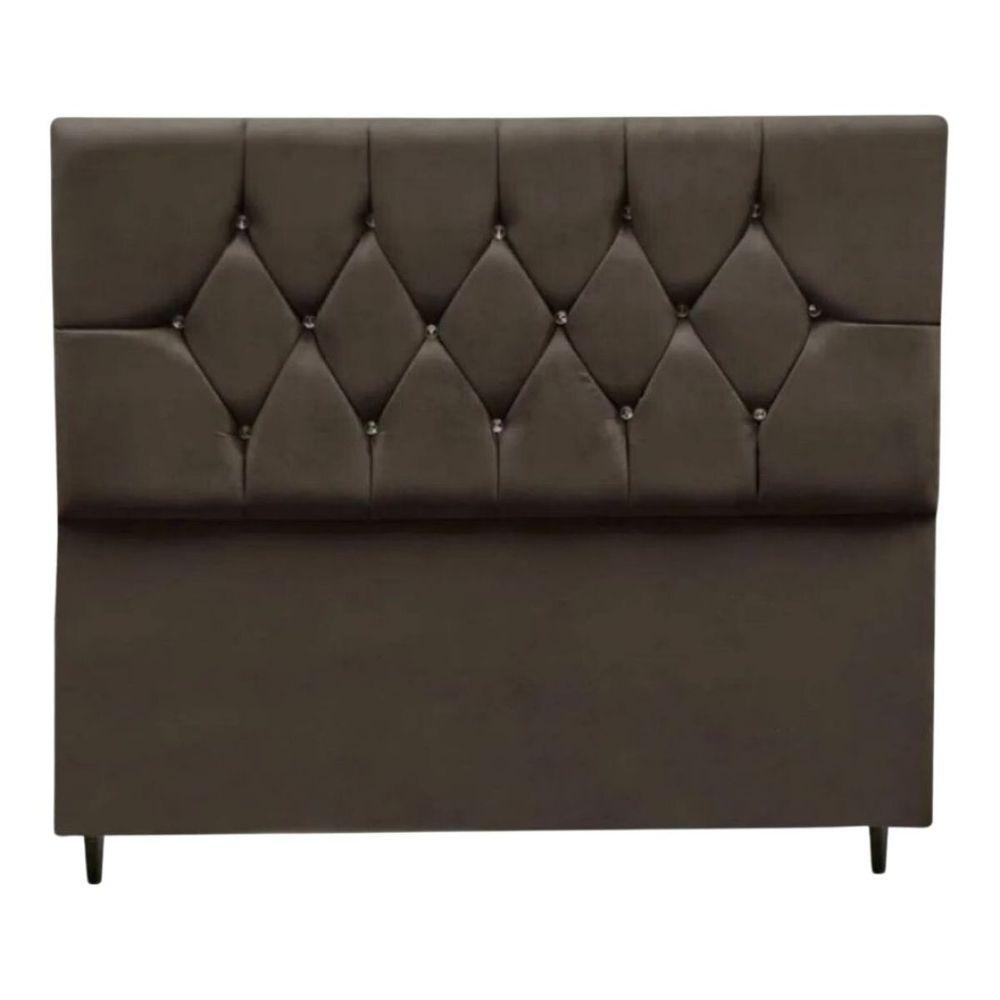 Miniatura Cabeceira Cama Box Estofada Queen 160 Cm Geovana Suede Marrom